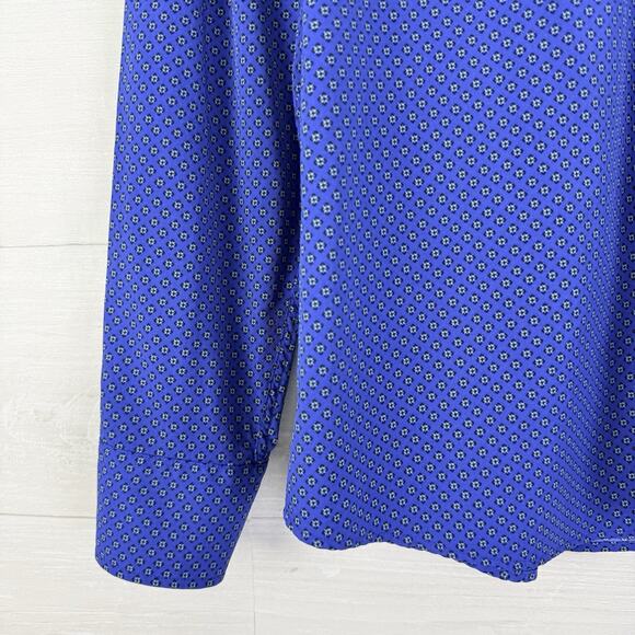 Untuckit Stanton Performance Shirt Men XL Tall Blue Printed Long Sleeves Stretch - Picture 4 of 15